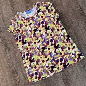 Green/White/Burgundy Abstract Colored Printed Simply Vera Wang Tee